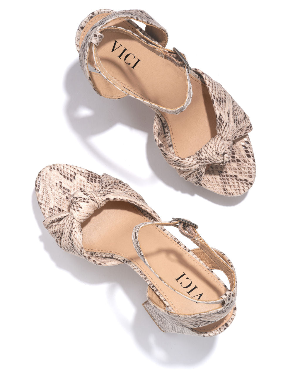 Poppy Heeled Python Platform Sandal - Beige - FINAL SALE