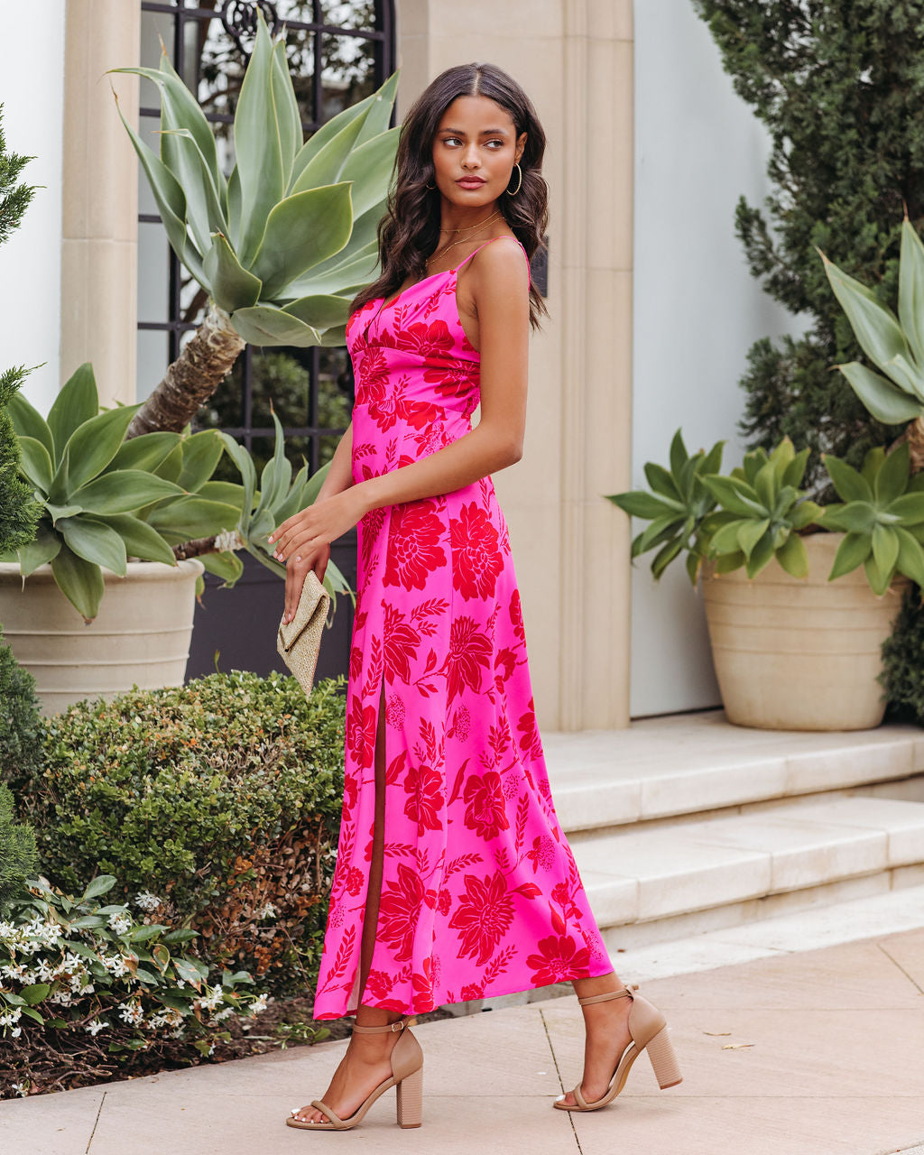 Cataleya Floral Slit Midi Dress - SALE