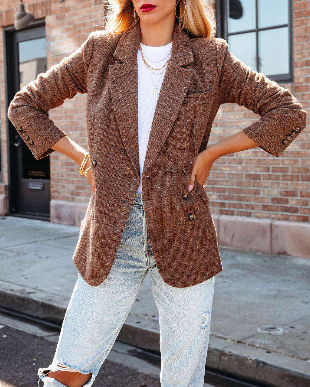 Glasgow Pocketed Herringbone Blazer