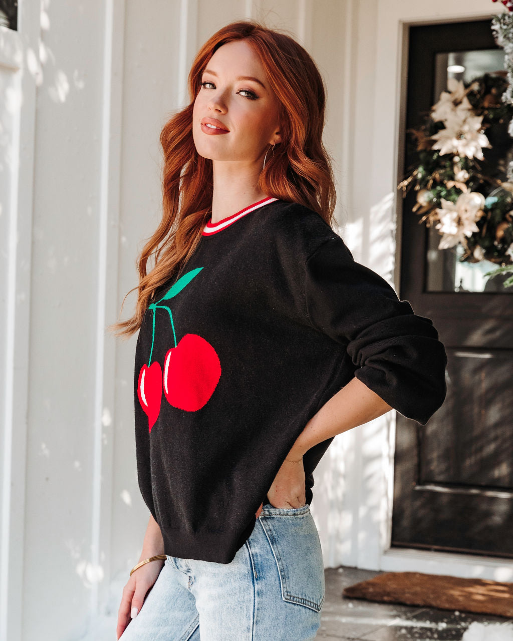 Top It With A Cherry Sweater - Black