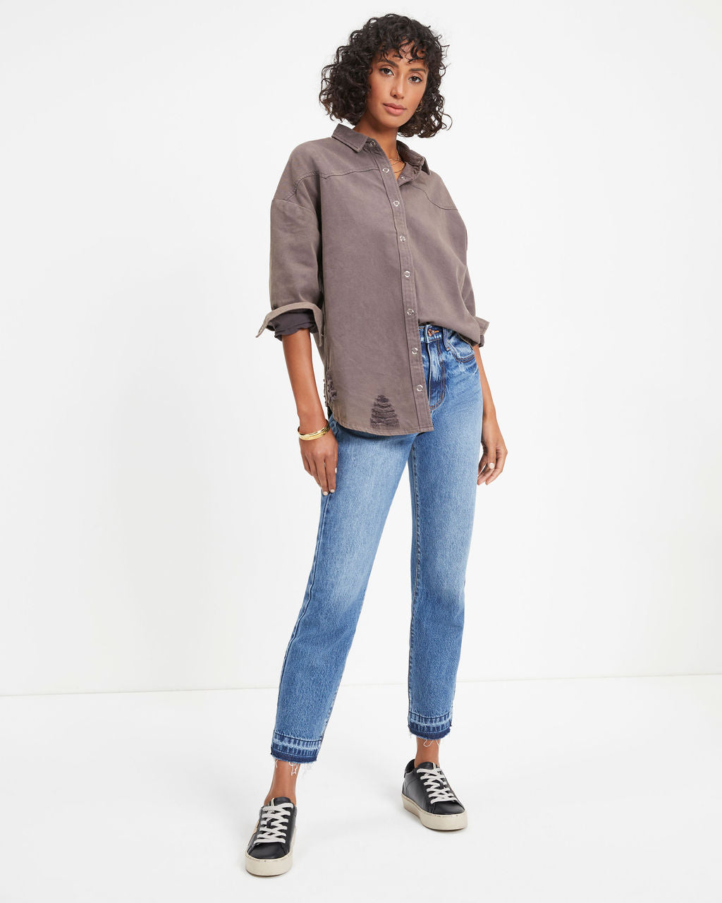 Colton Cotton Distressed Denim Jacket - Charcoal