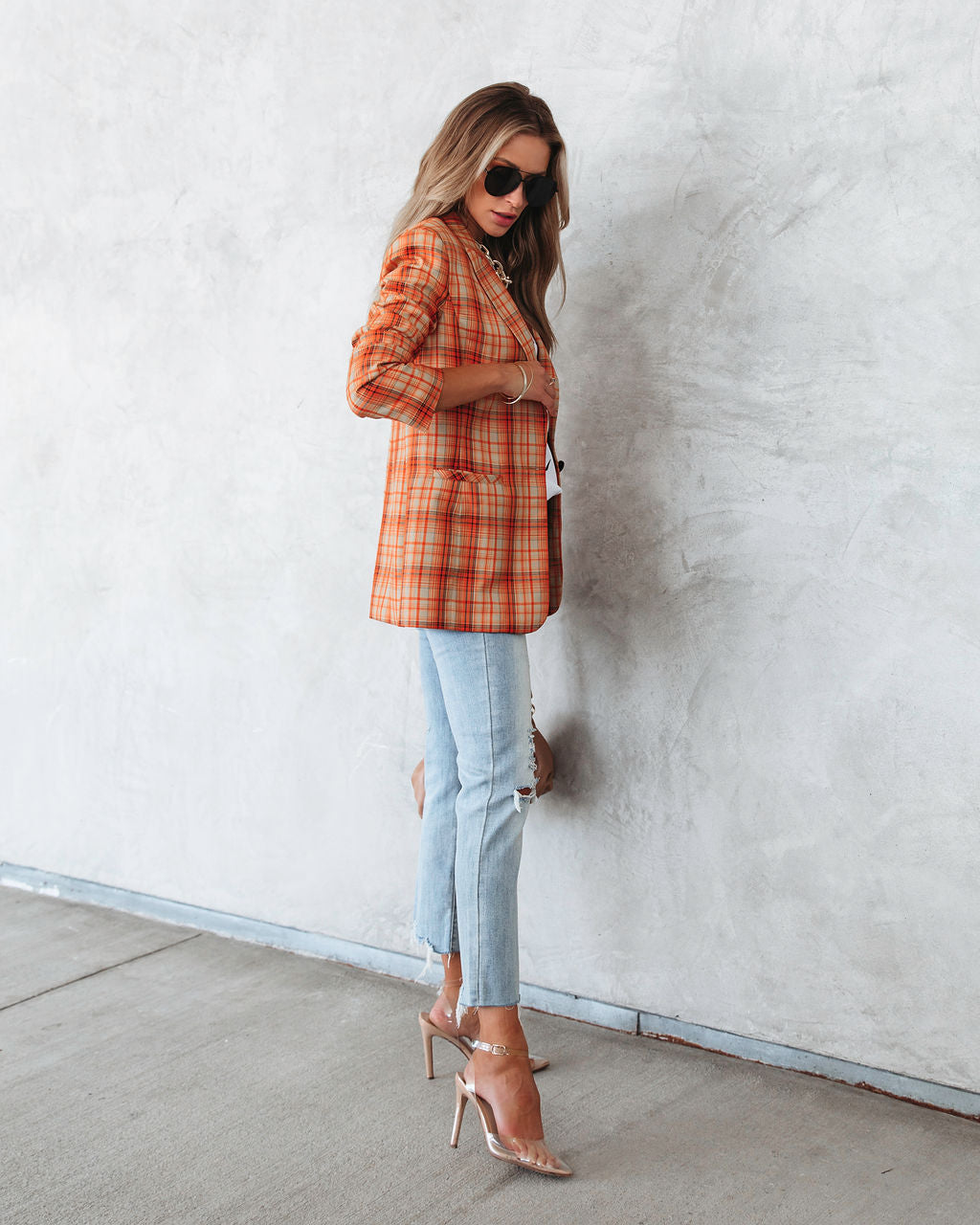 Making Headlines Plaid Pocketed Blazer - SALE