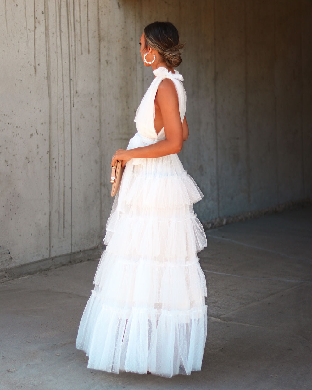 Belle Tiered Tulle Maxi Dress - Off White