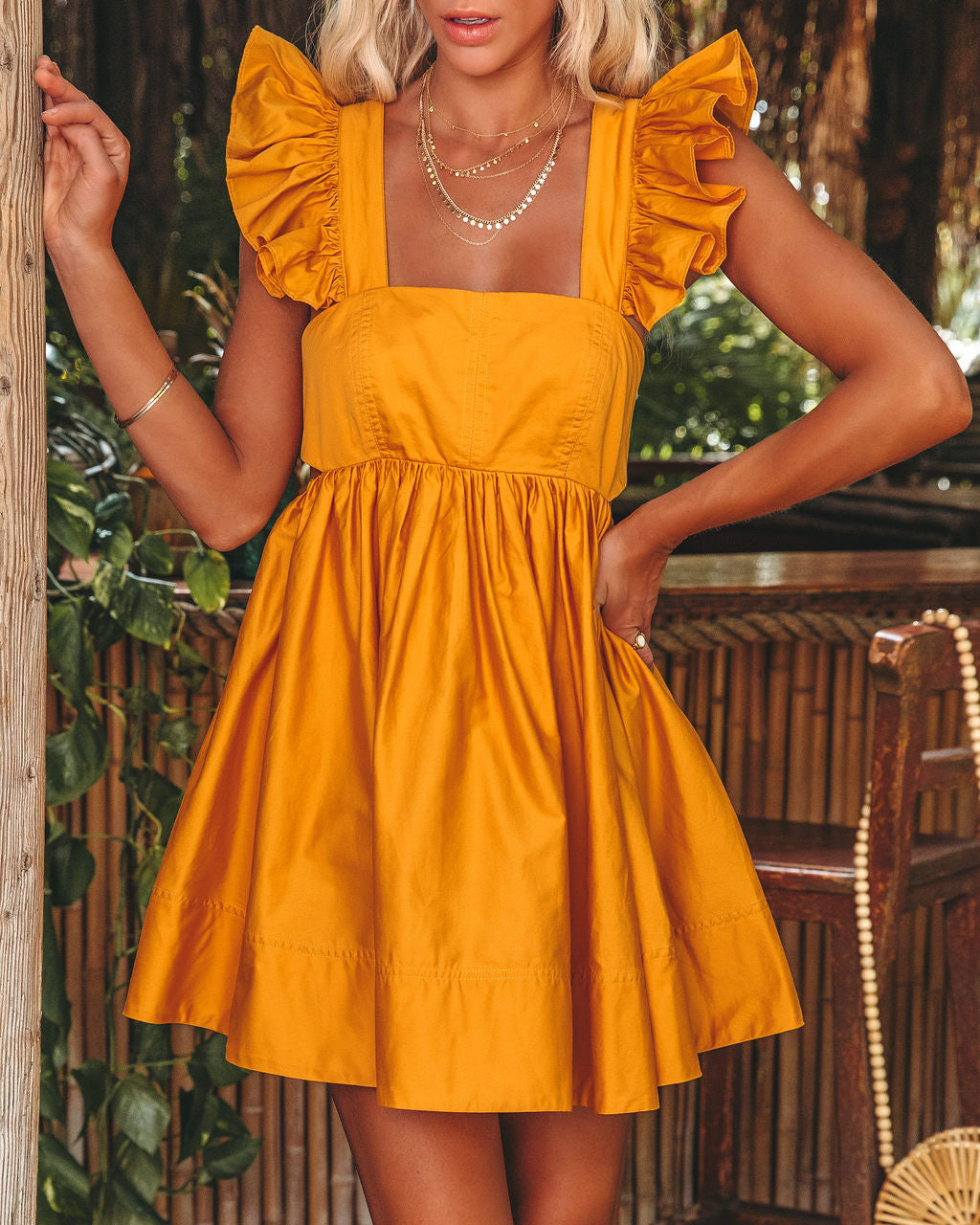 Huntlie Cotton Ruffle Babydoll Dress - Tangerine - FINAL SALE