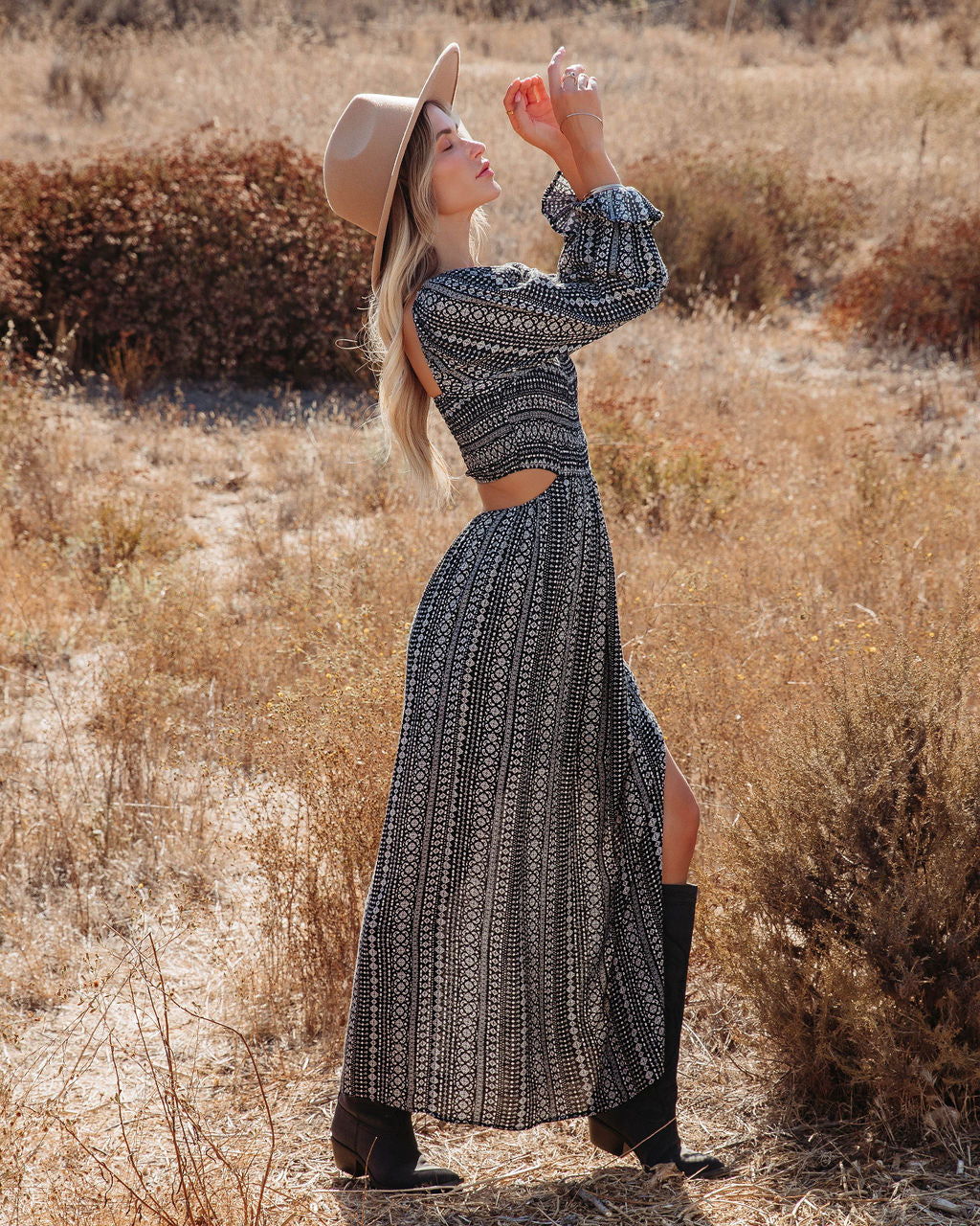 Desert Escape Printed Cutout Maxi Dress
