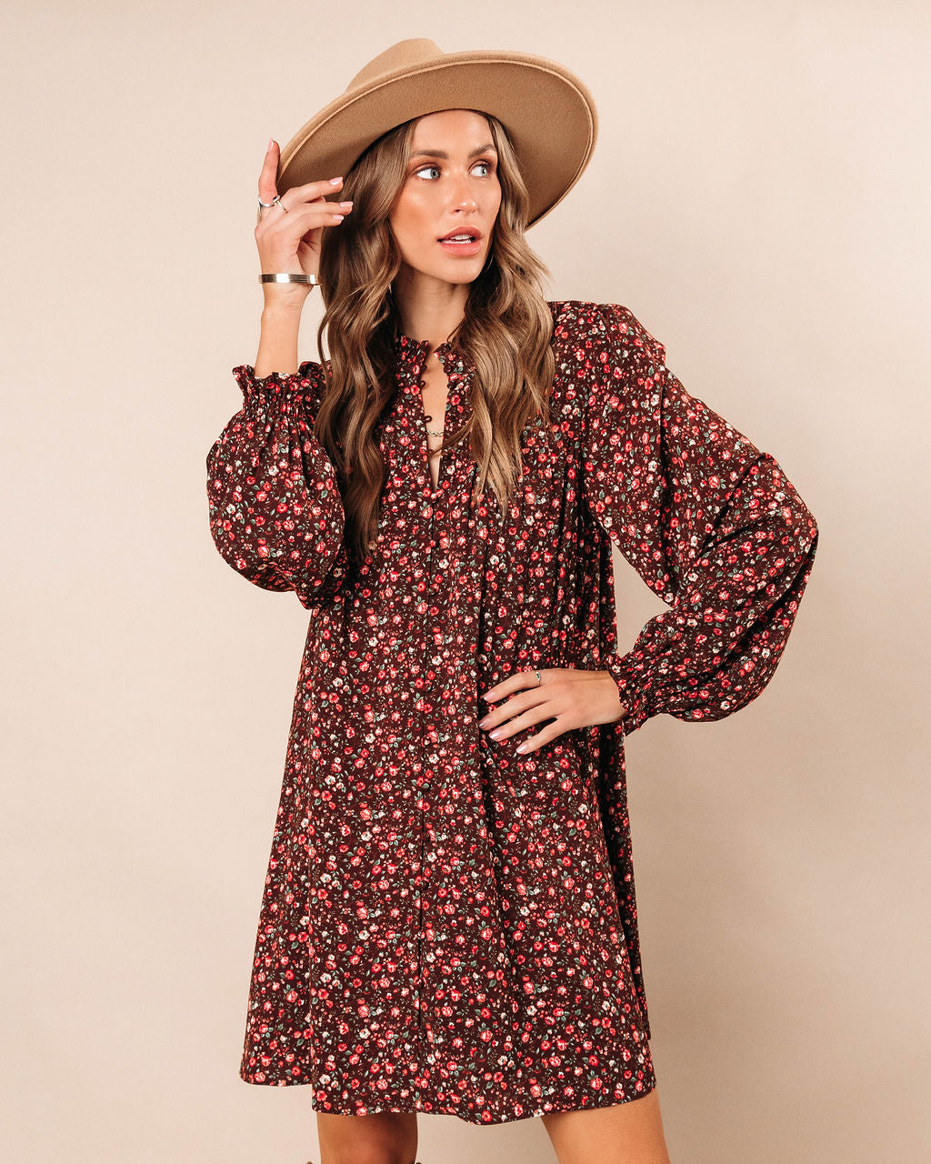 Grateful Hearts Floral Mini Dress