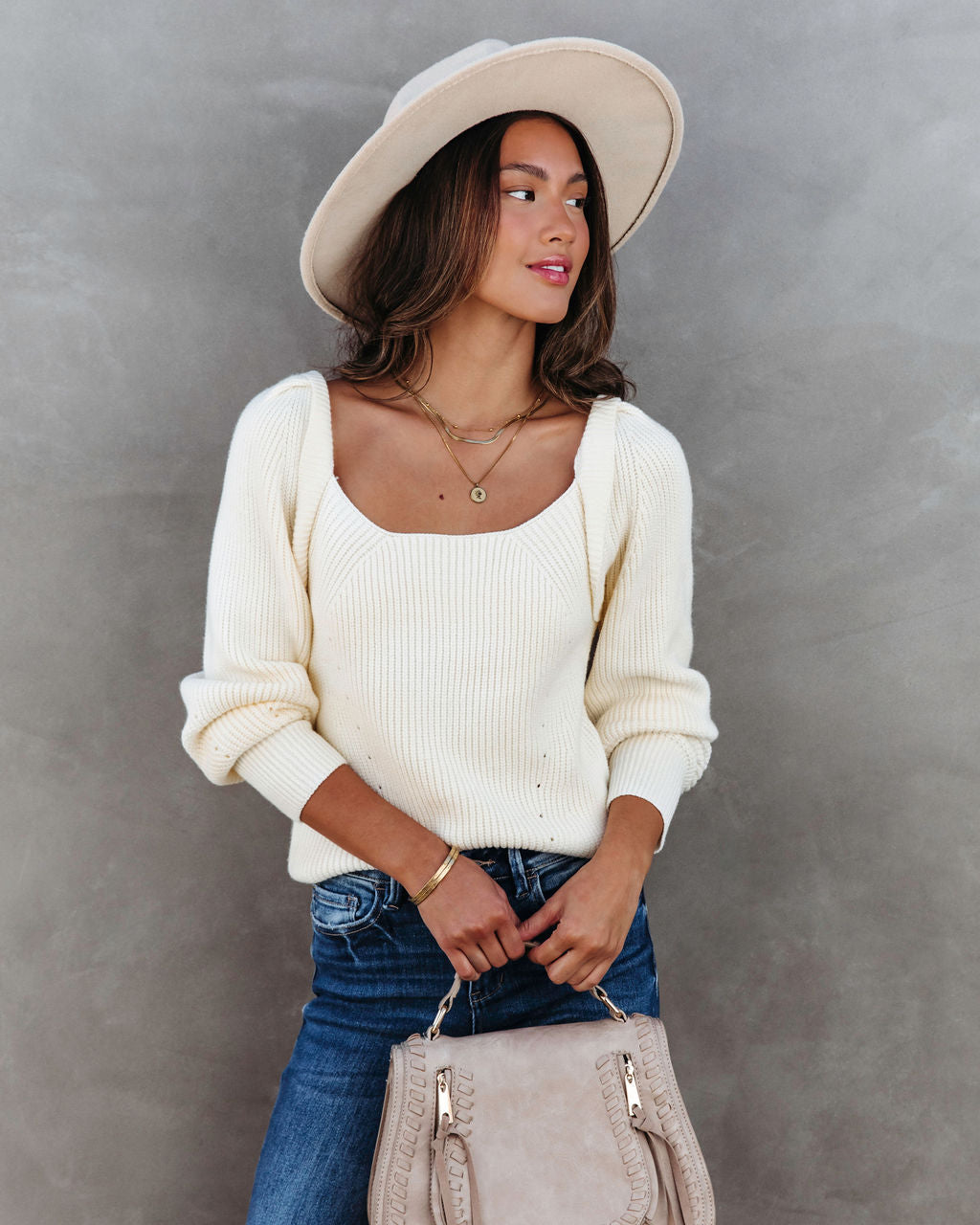 Wynter Knit Long Sleeve Top - Ivory - SALE