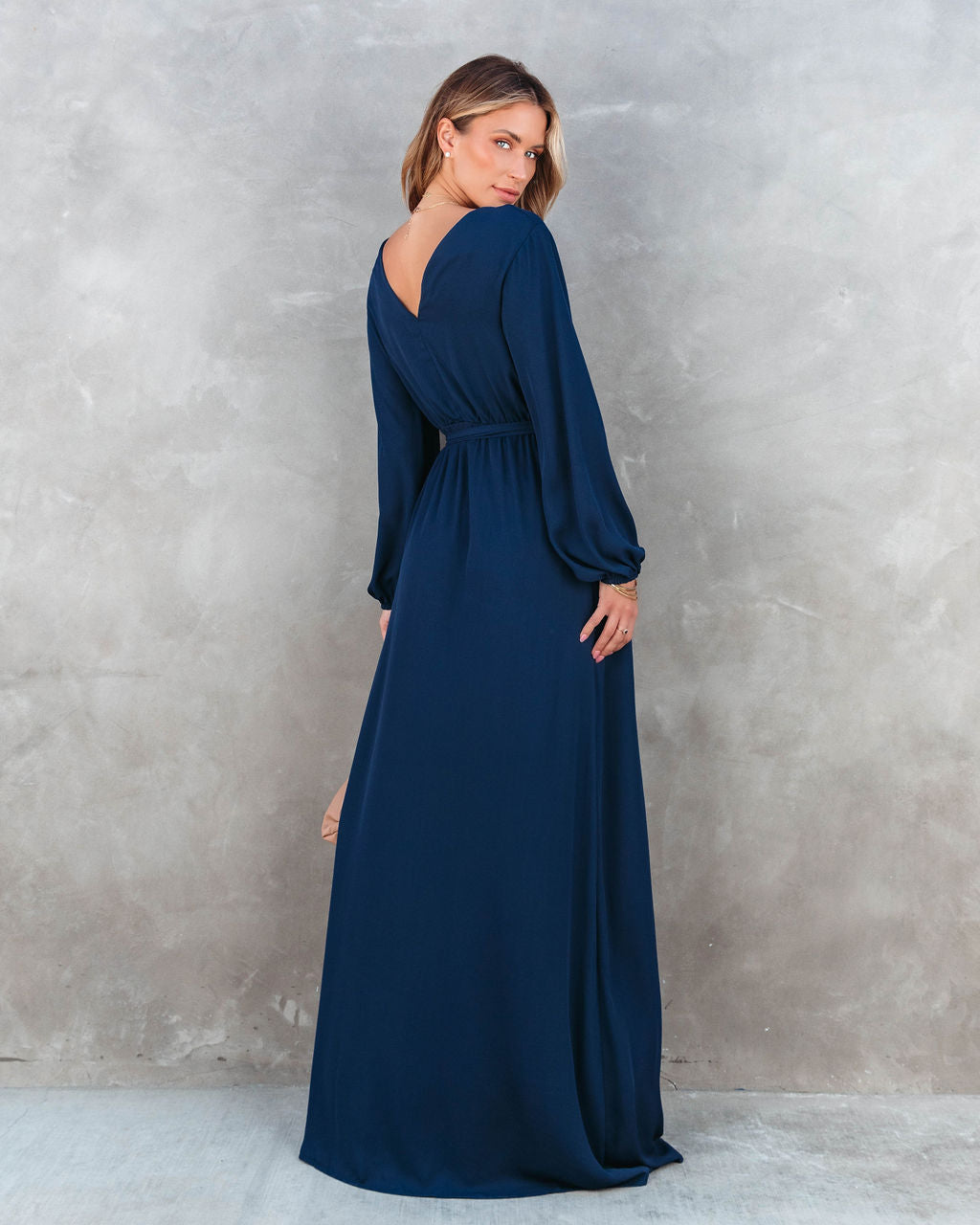 Elegance Is Beauty Front Tie Maxi Dress - Navy