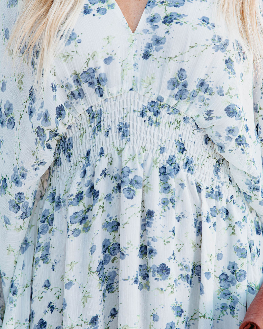 Leif Floral Chiffon High Low Midi Dress - Ivory