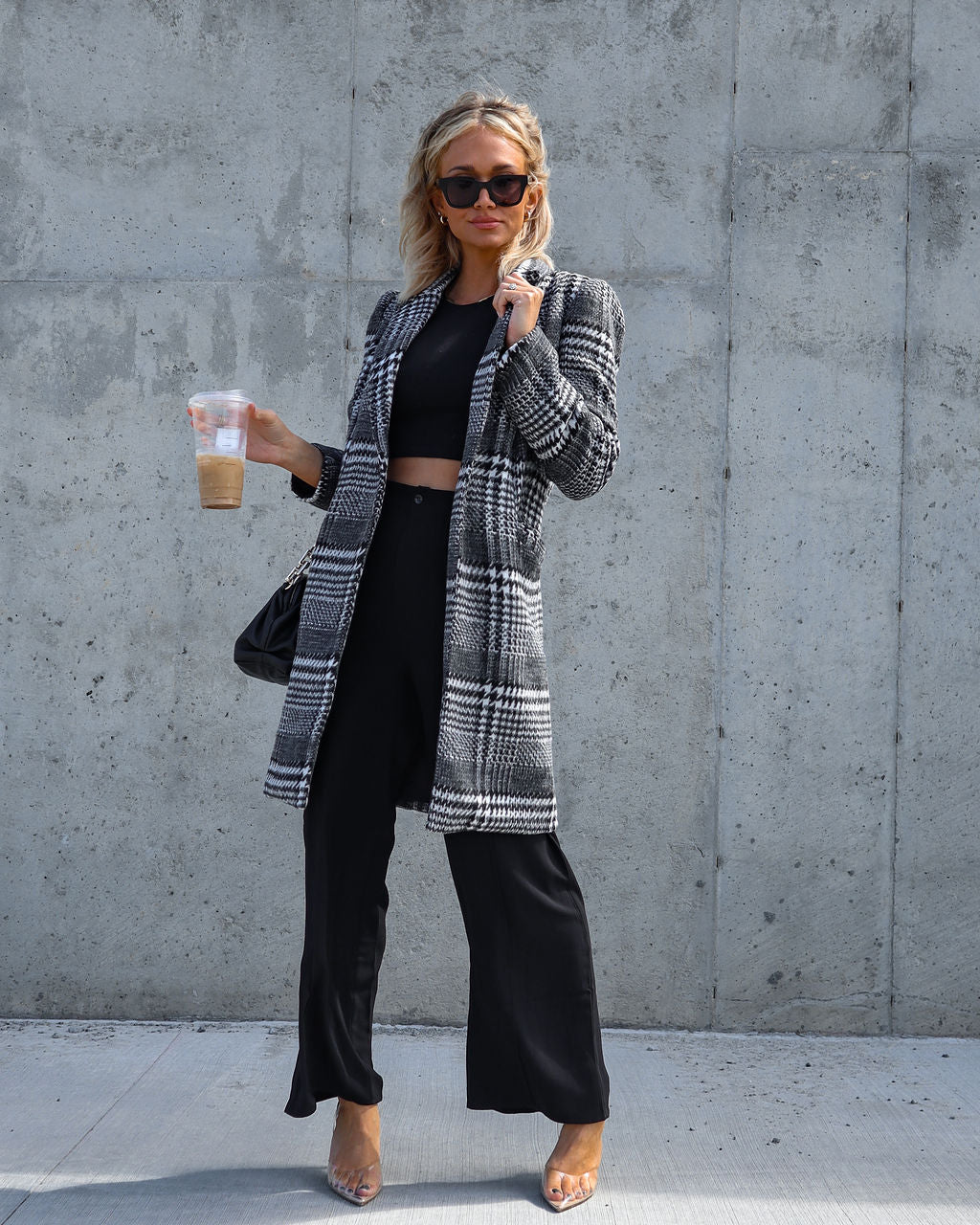City Night Strolls Plaid Pocketed Coat