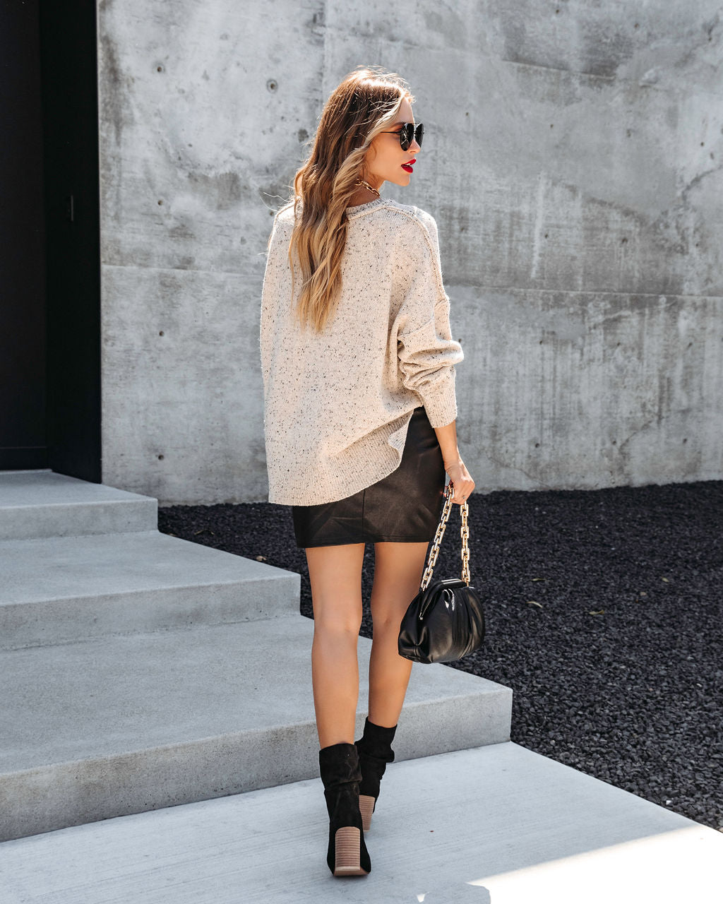 Darby Speckled Knit Sweater - Camel