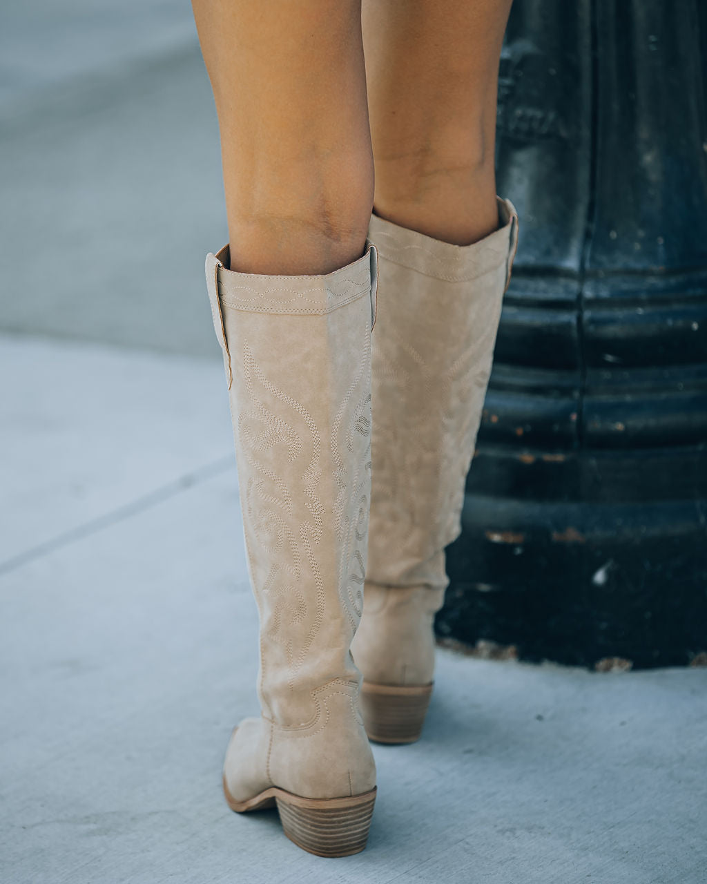 Carolina Western Faux Leather Boots - Sand