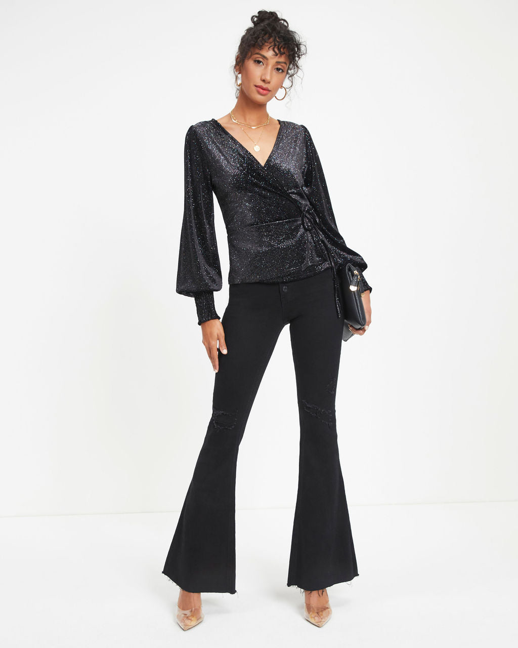 Beyond Fabulous Metallic Velvet Wrap Top - FINAL SALE