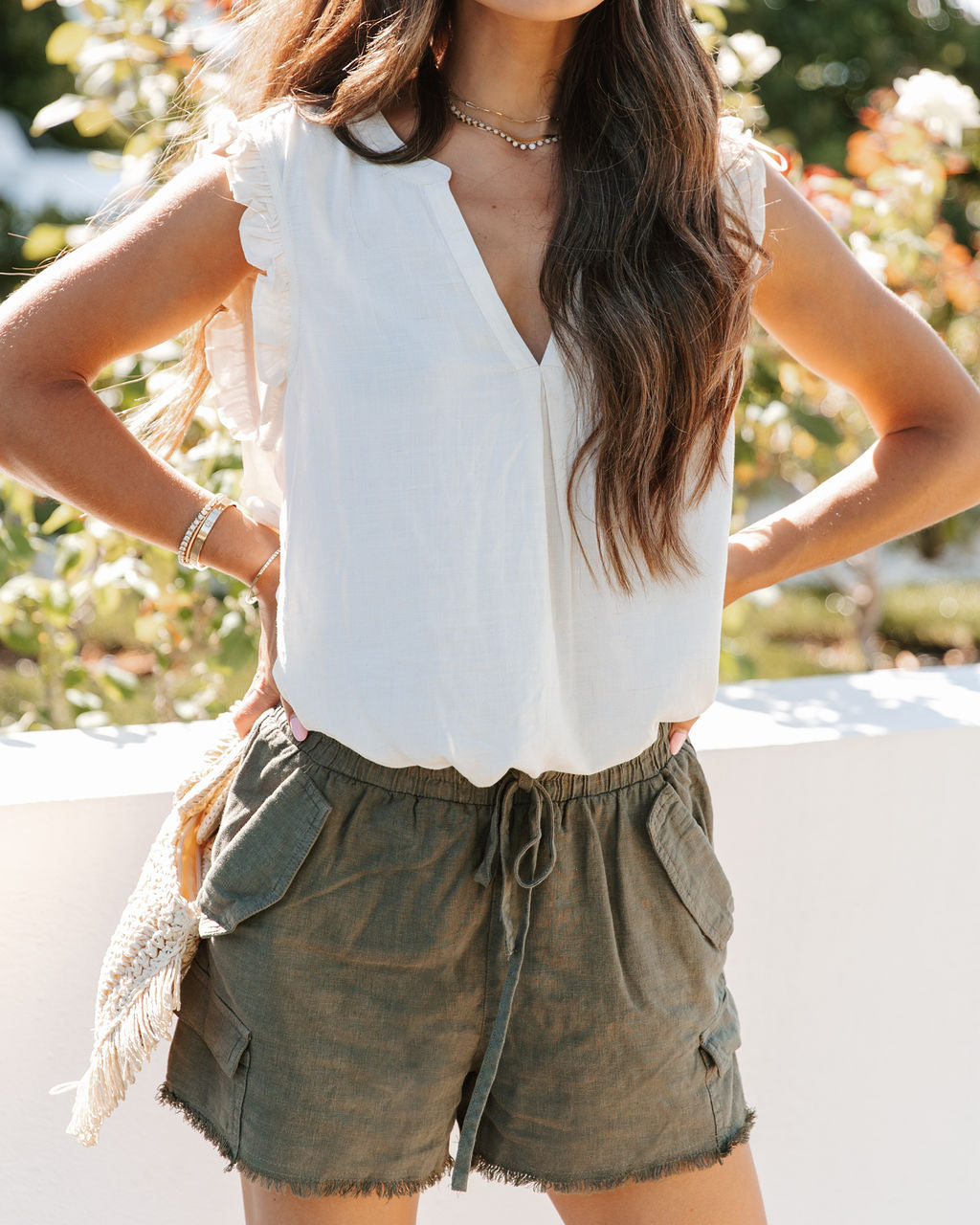 Normandie Ruffle Top - Natural - FINAL SALE