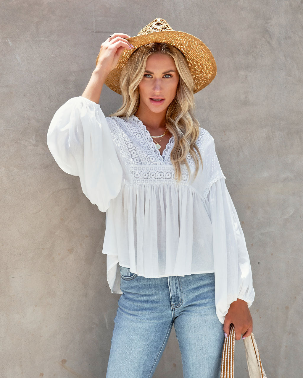 Crescencia Embroidered Top - White - FINAL SALE