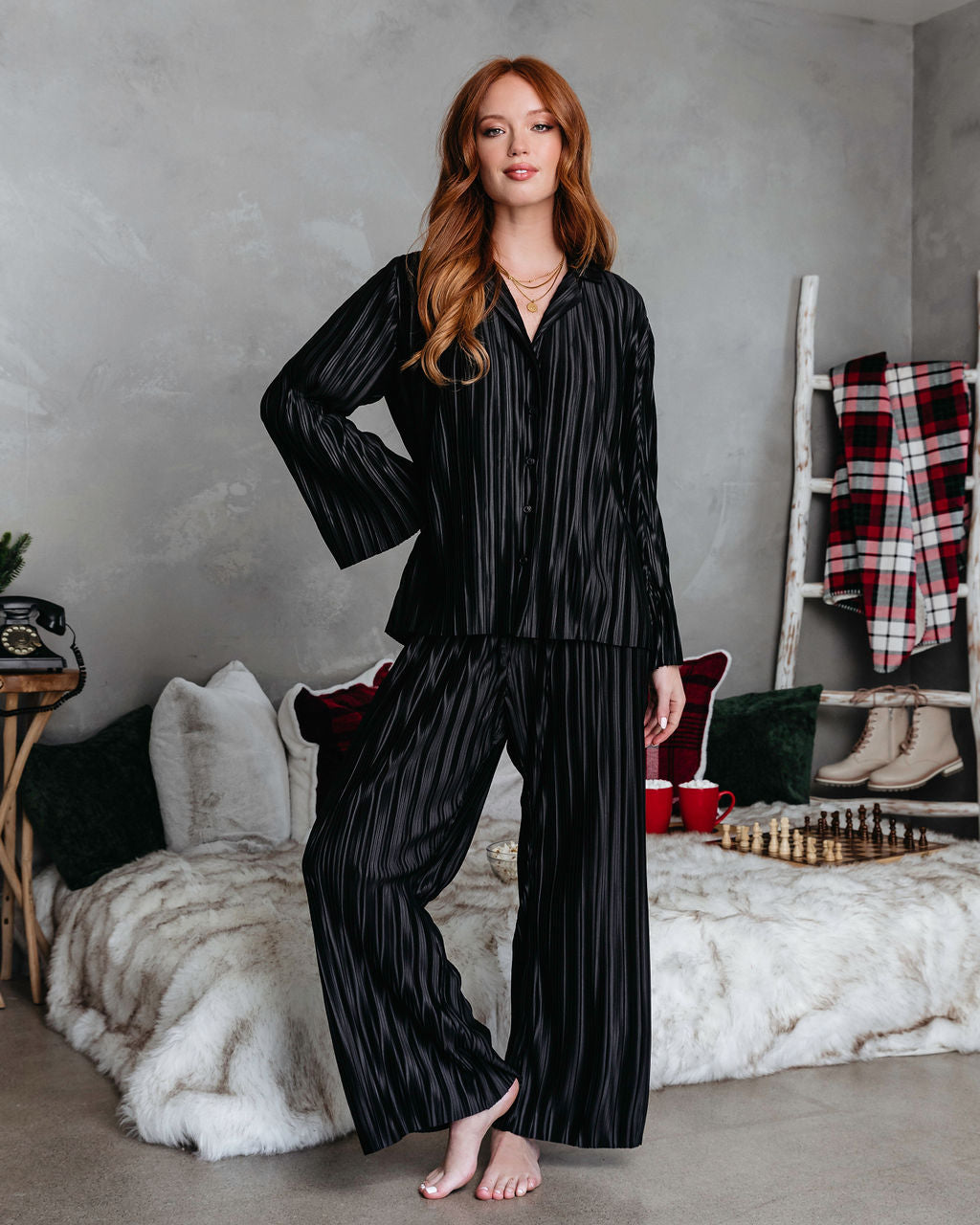 Hey Honey Plisse Pants - Black