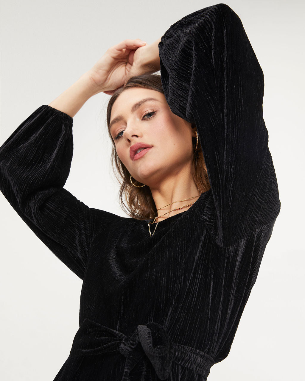 Harlyn Velvet Tie Dress - Black