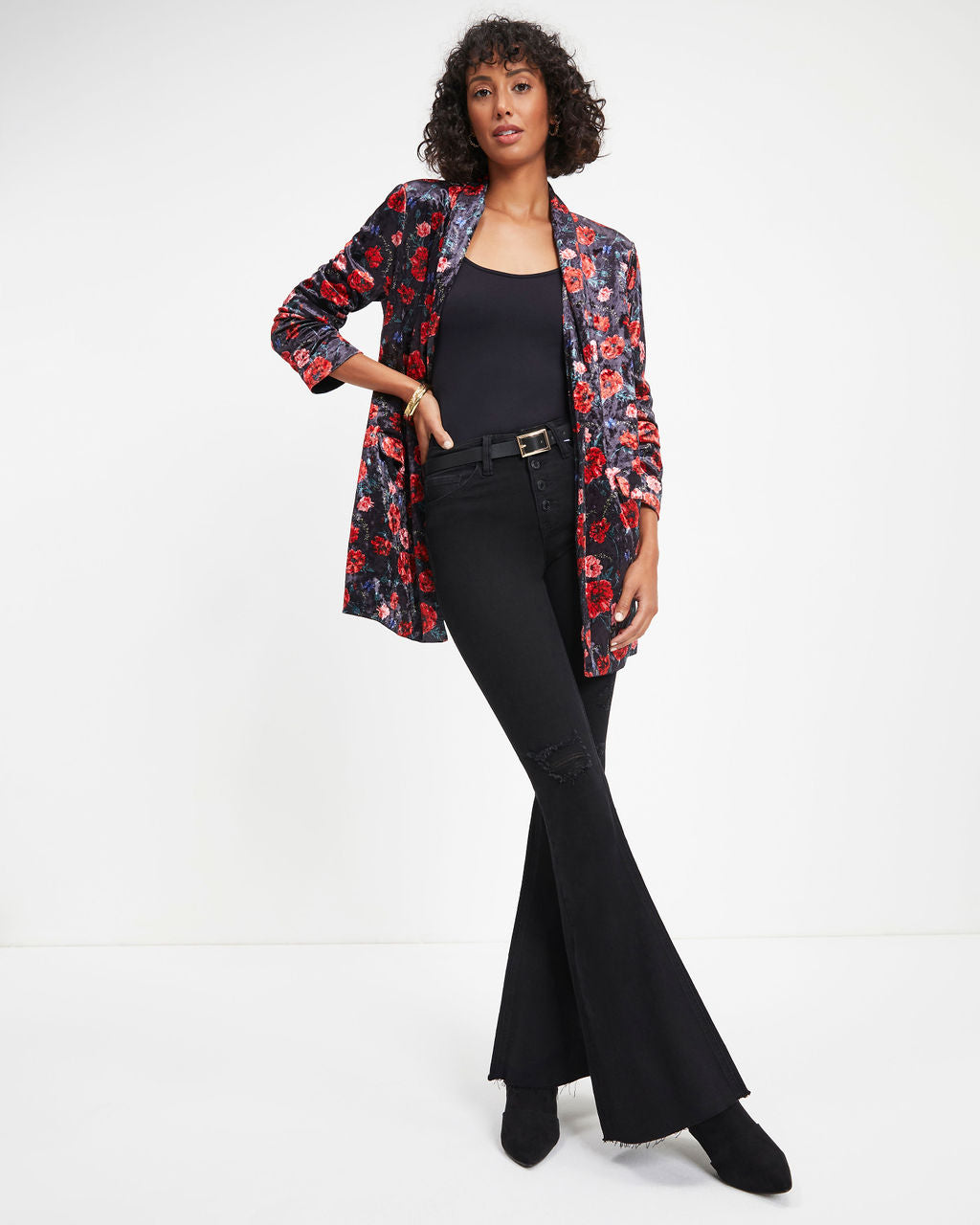One Final Rose Pocketed Velvet Blazer - FINAL SALE