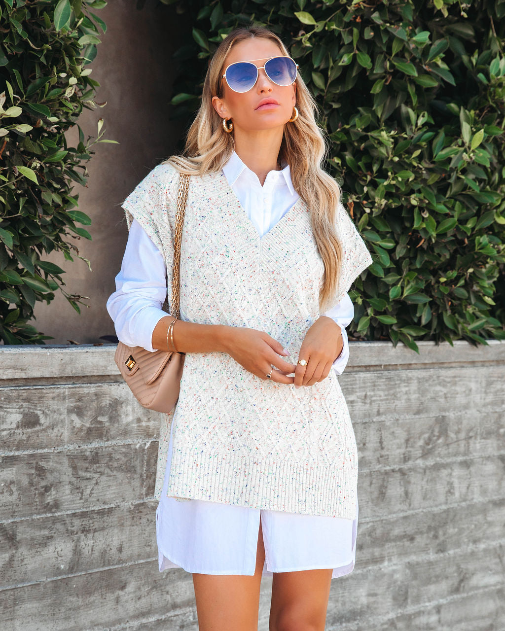 Live Boldly Knit Speckled Sweater Vest