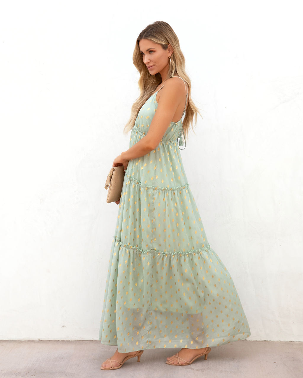 Moving Forward Metallic Tiered Maxi Dress - FINAL SALE