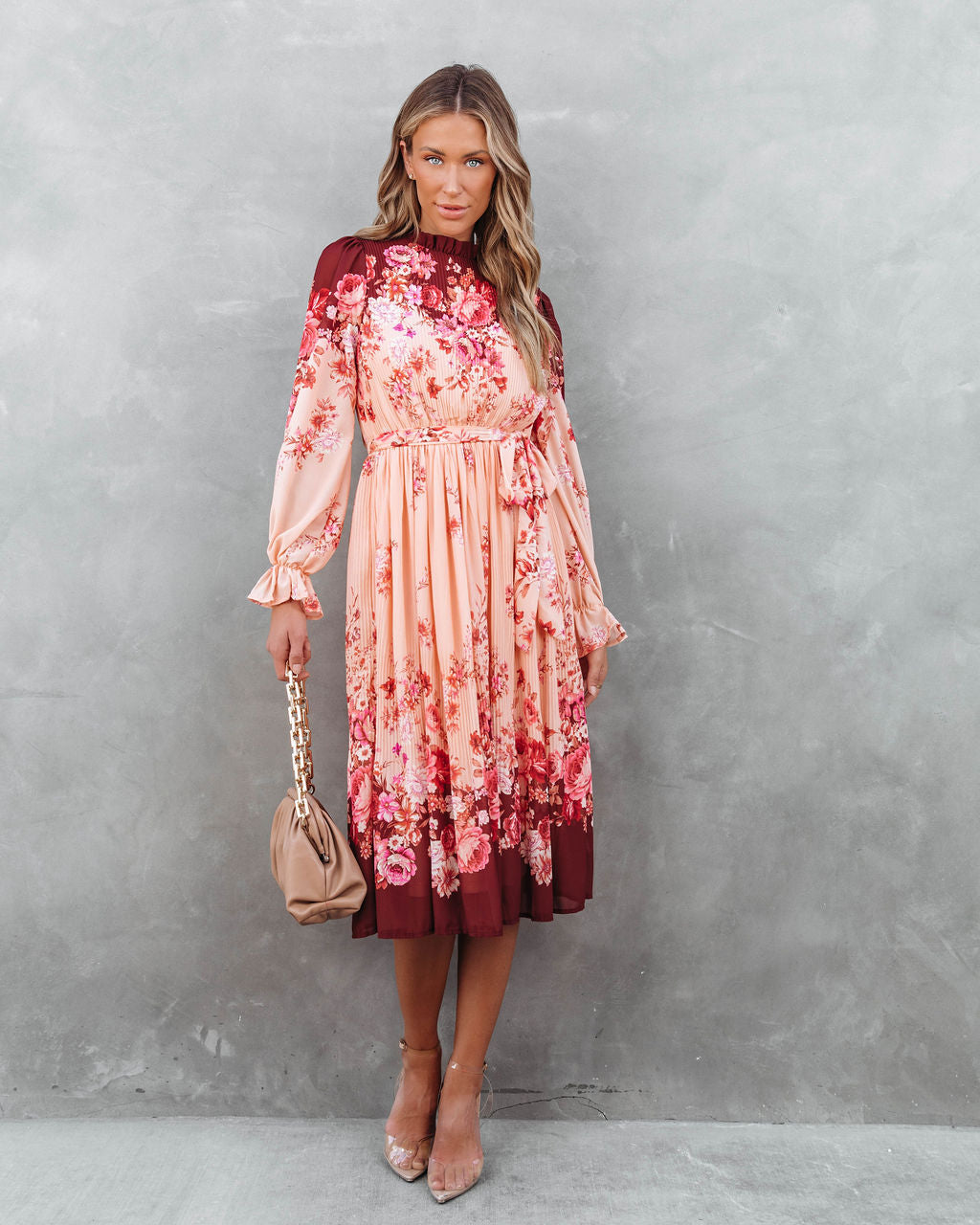 Lifetime Of Love Floral Pleated Midi Dress