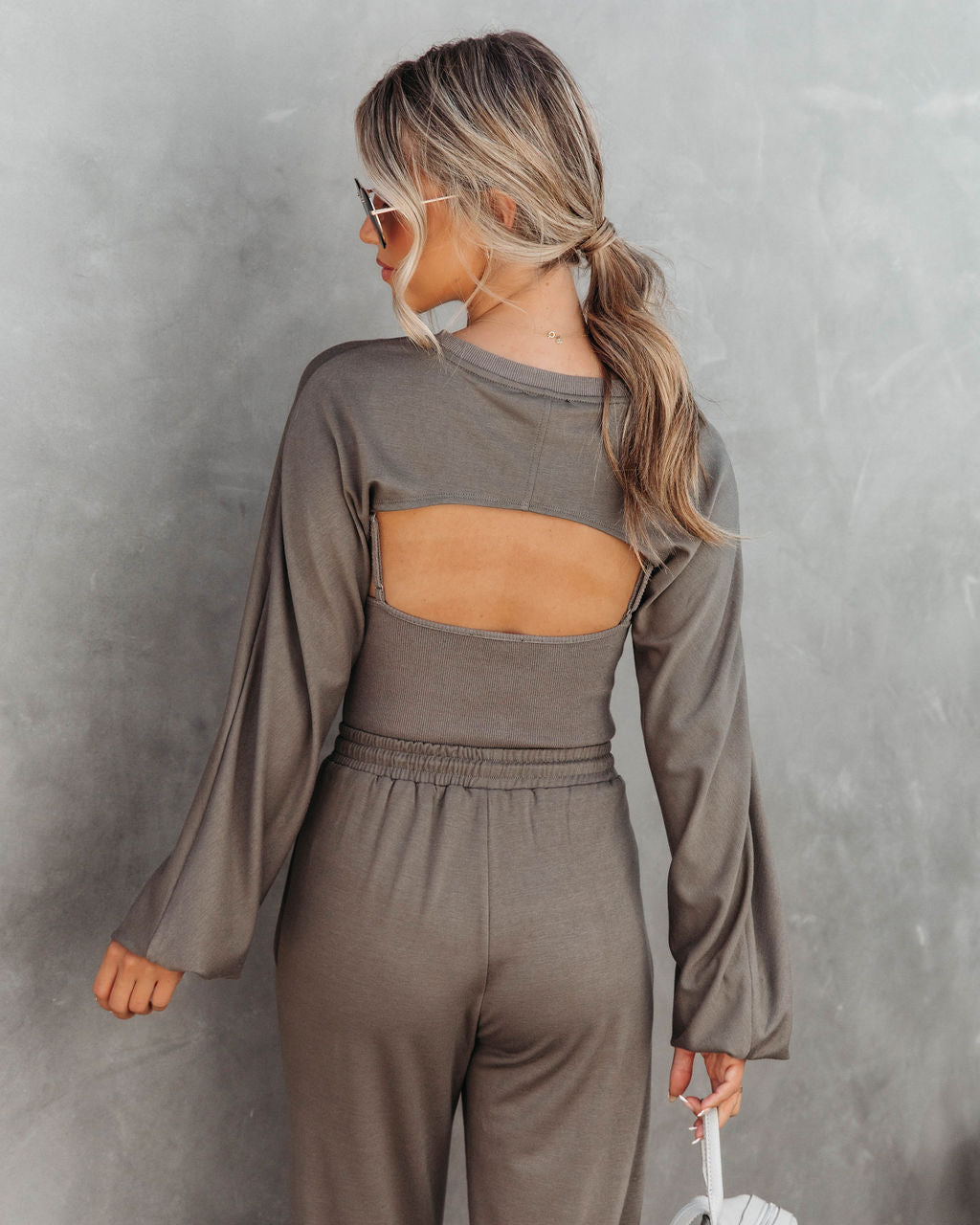 Janelle Ribbed Shrug Top - Olive