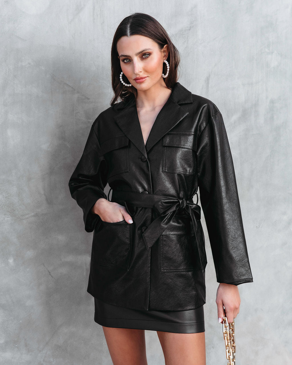 Express Yourself Utility Faux Leather Jacket - Black