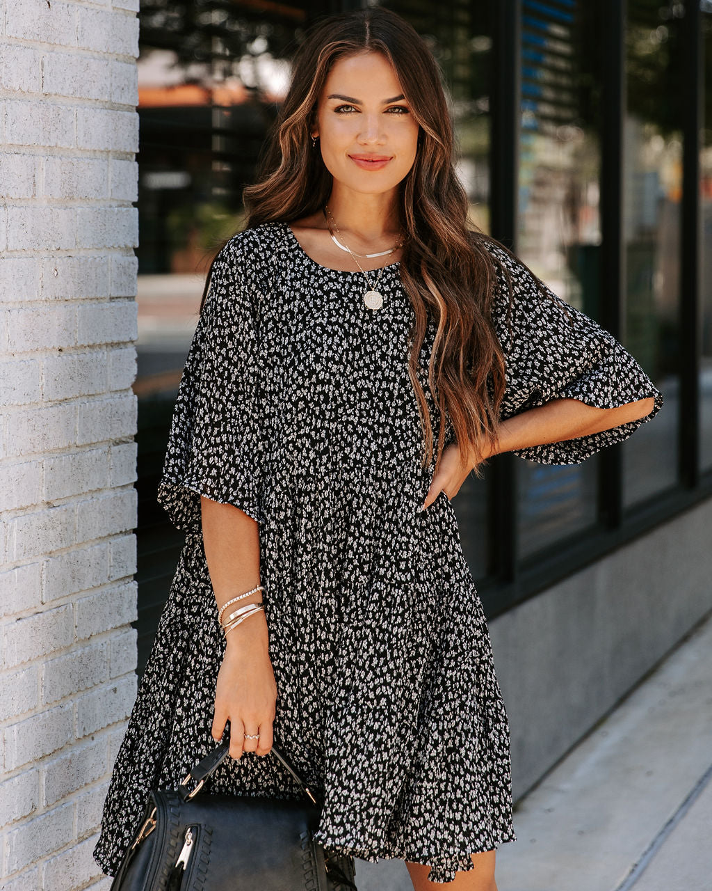 Sawyer Floral Pocketed Crinkle Babydoll Dress