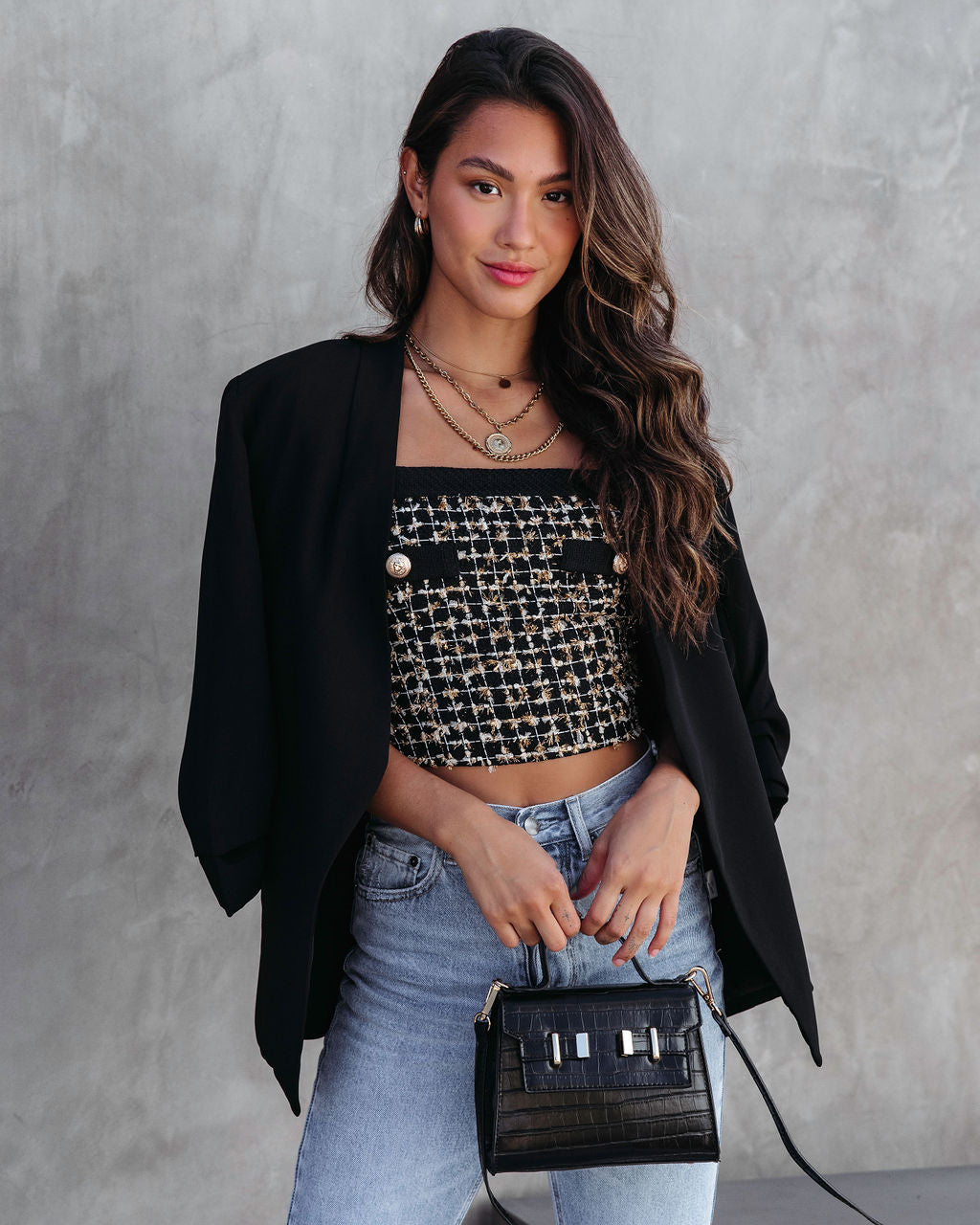 Rue Cambon Tweed Crop Top