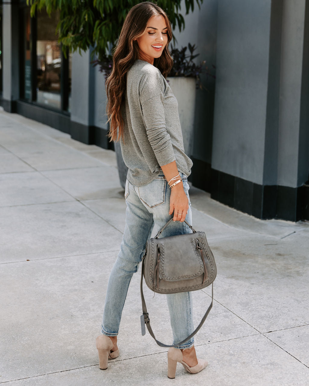 Rory Striped Crew Neck Long Sleeve Top