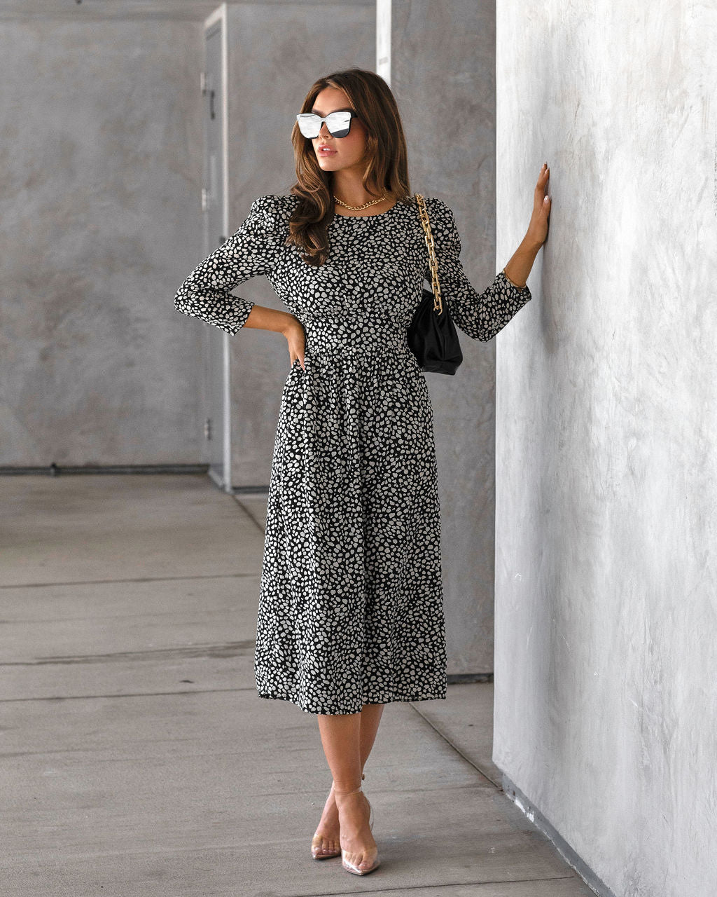 Classically Chic Printed Pocketed Midi Dress - FINAL SALE