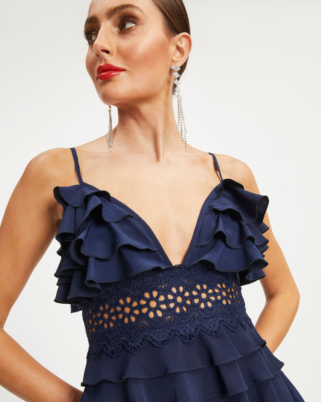 Beautiful Surprise Tiered Ruffle Maxi Dress - Navy