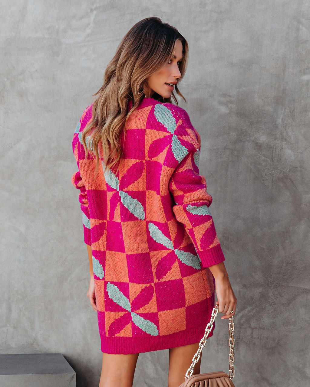 Chill Out Babe Checkered Floral Cardigan