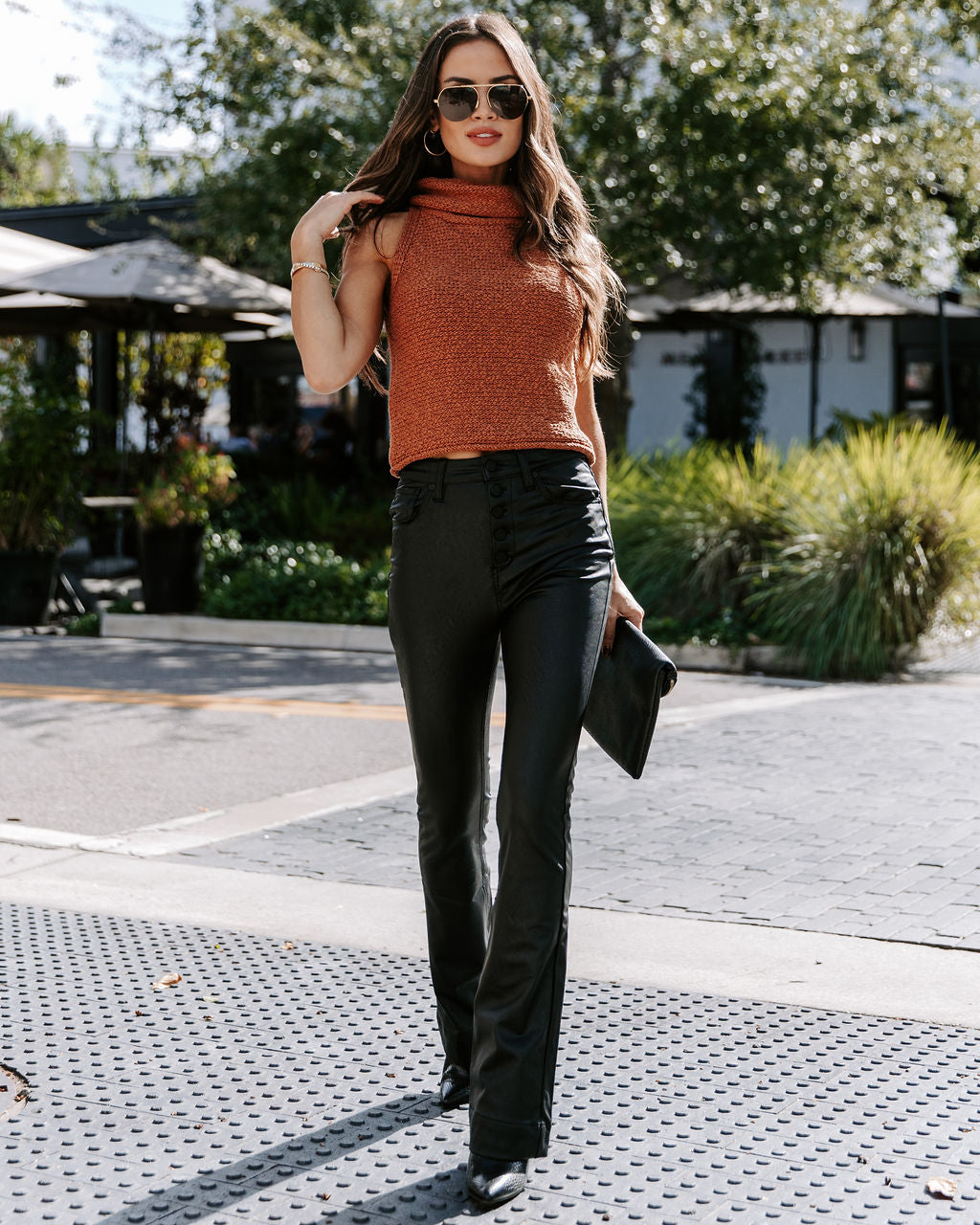 Rachel Cotton Knit Turtleneck Top - Camel