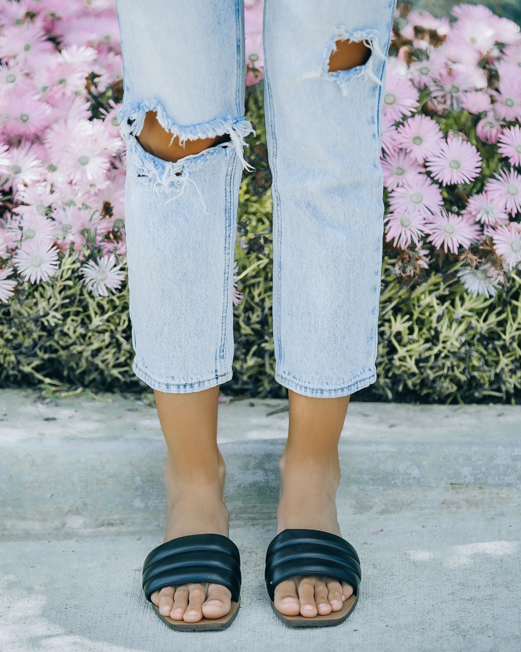 Skye Padded Square Toe Sandal - Black - FINAL SALE