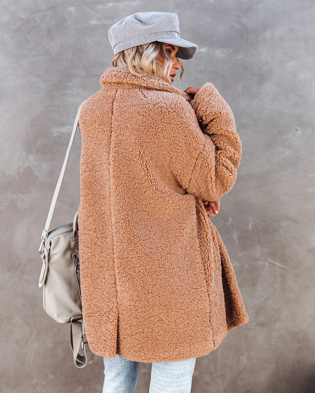 Melbourne Pocketed Teddy Coat - Camel