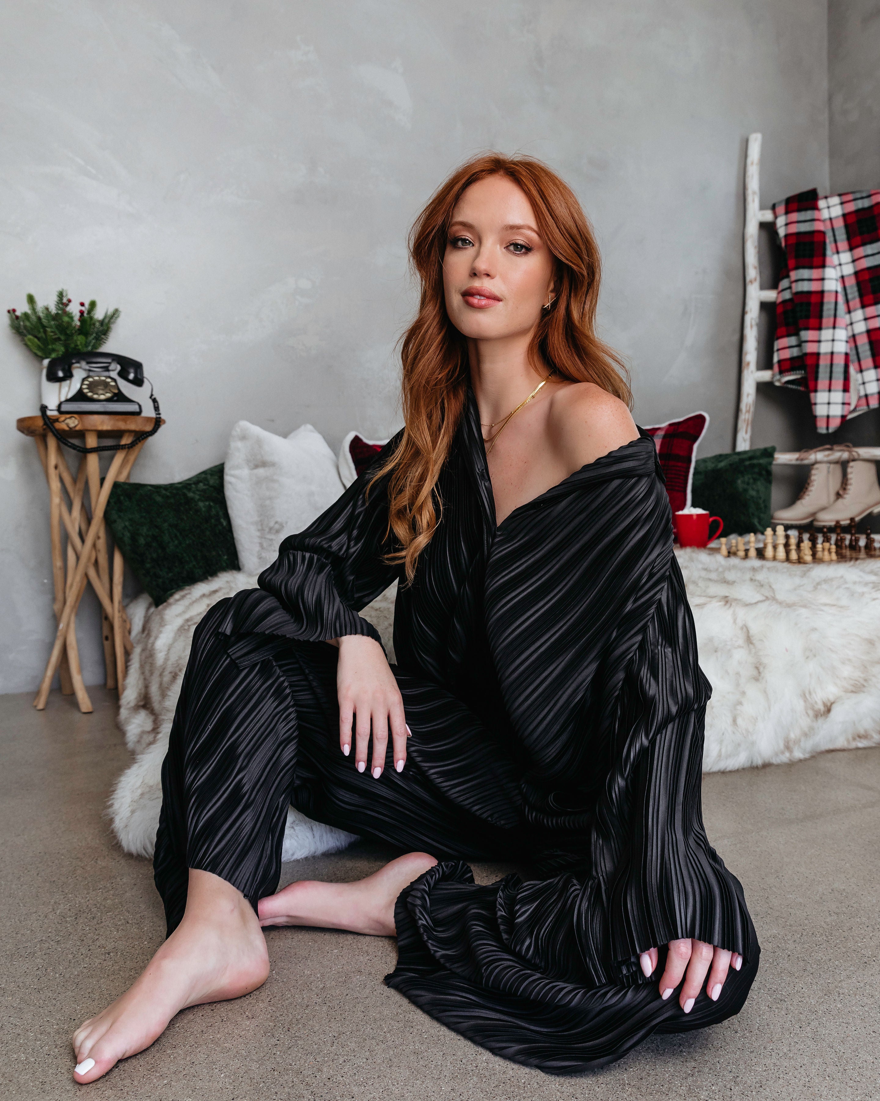 Hey Honey Plisse Button Down Top - Black