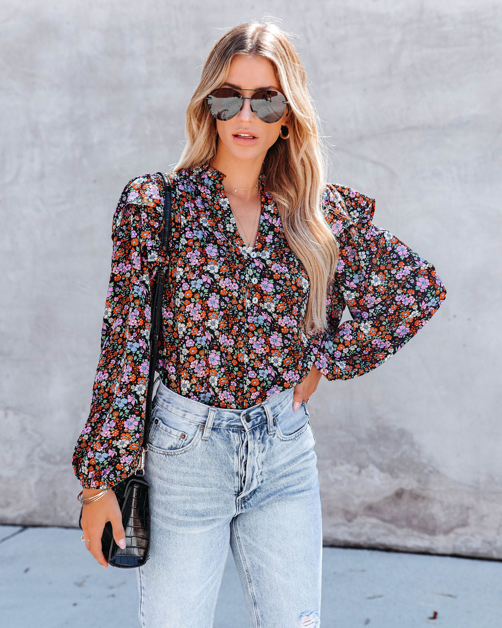 Groundbreaking Moment Floral Ruffle Top