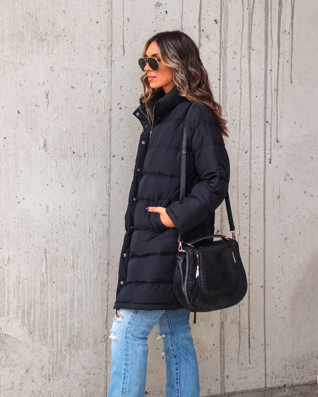 Jacksonia Pocketed Puff Coat - Black