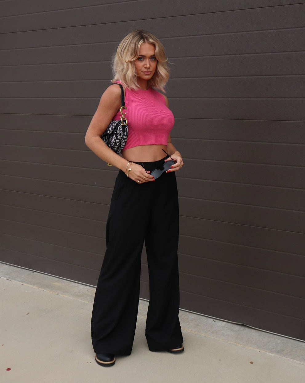 Candice Ribbed Knit Crop Top - Hot Pink