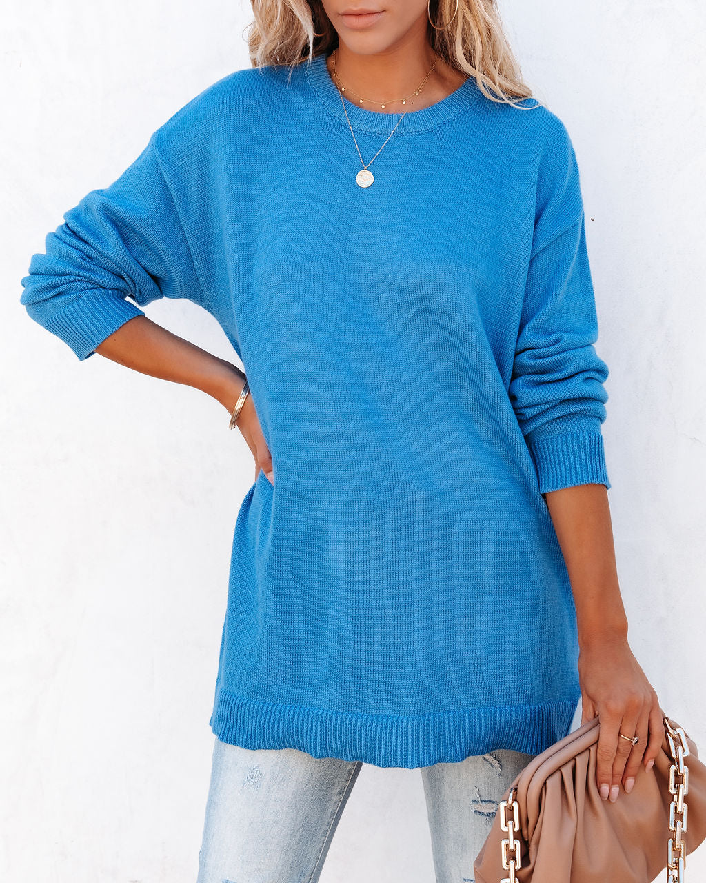 Korey Knit Oversized Pullover Sweater - Cobalt Blue - SALE
