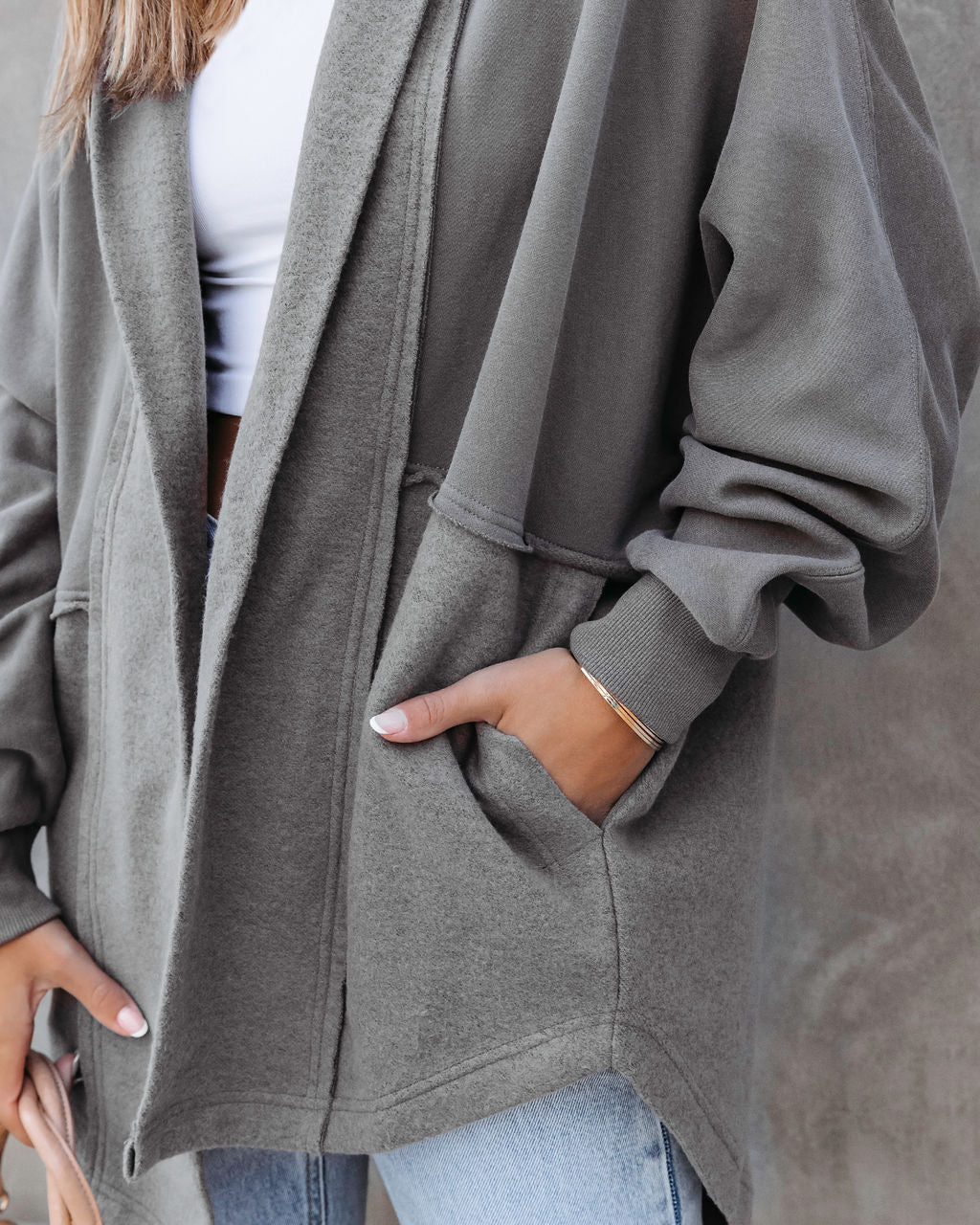 Tripp Pocketed Hooded Cardigan - Charcoal