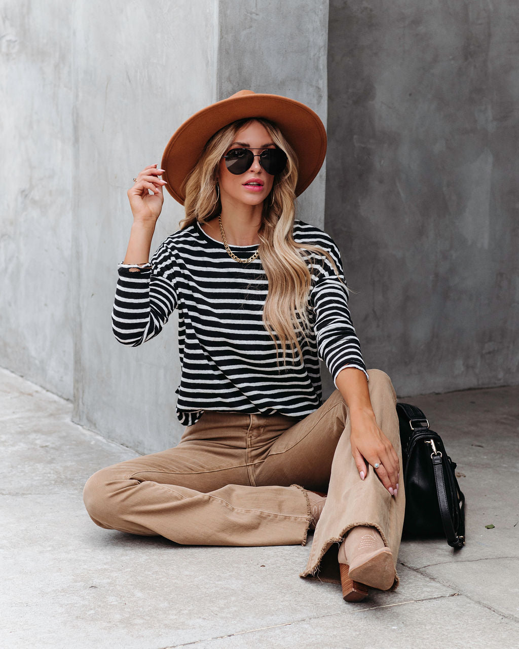 Well Loved Striped Knit Top - Black - FINAL SALE