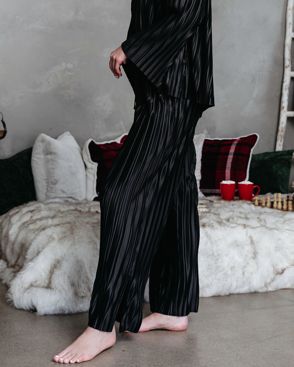 Hey Honey Plisse Pants - Black