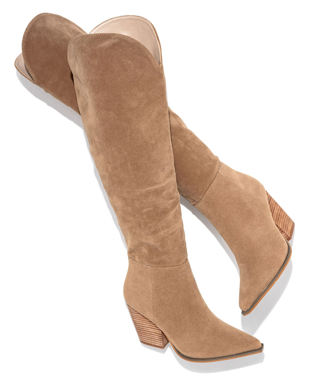 Riri Faux Suede Heeled Boot - Khaki