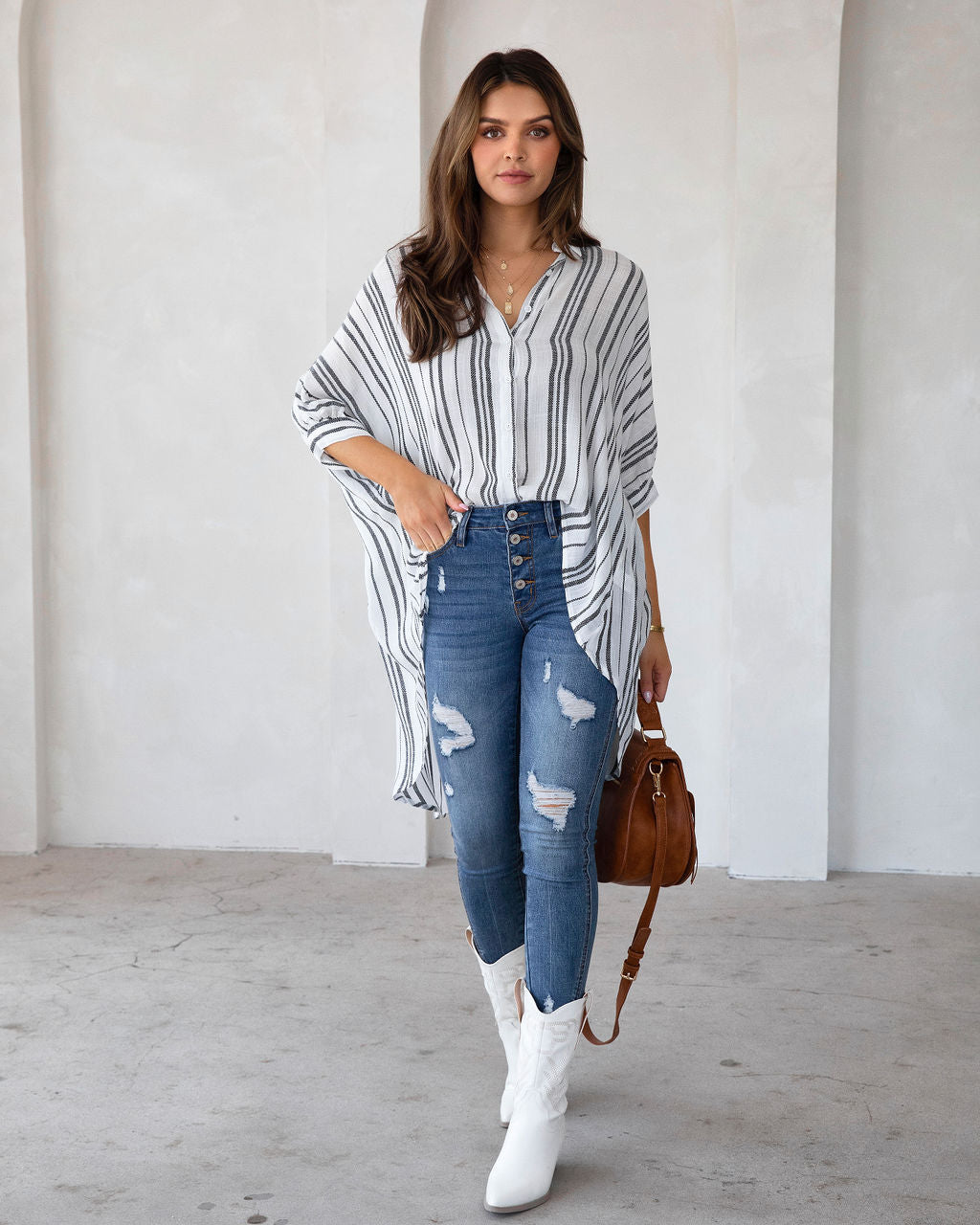 Michelle Lightweight High Low Top - FINAL SALE