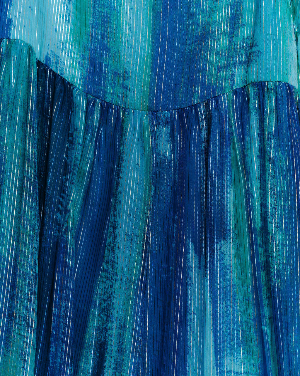 Waterdrop Tiered Shimmer Midi Dress - Blue Multi