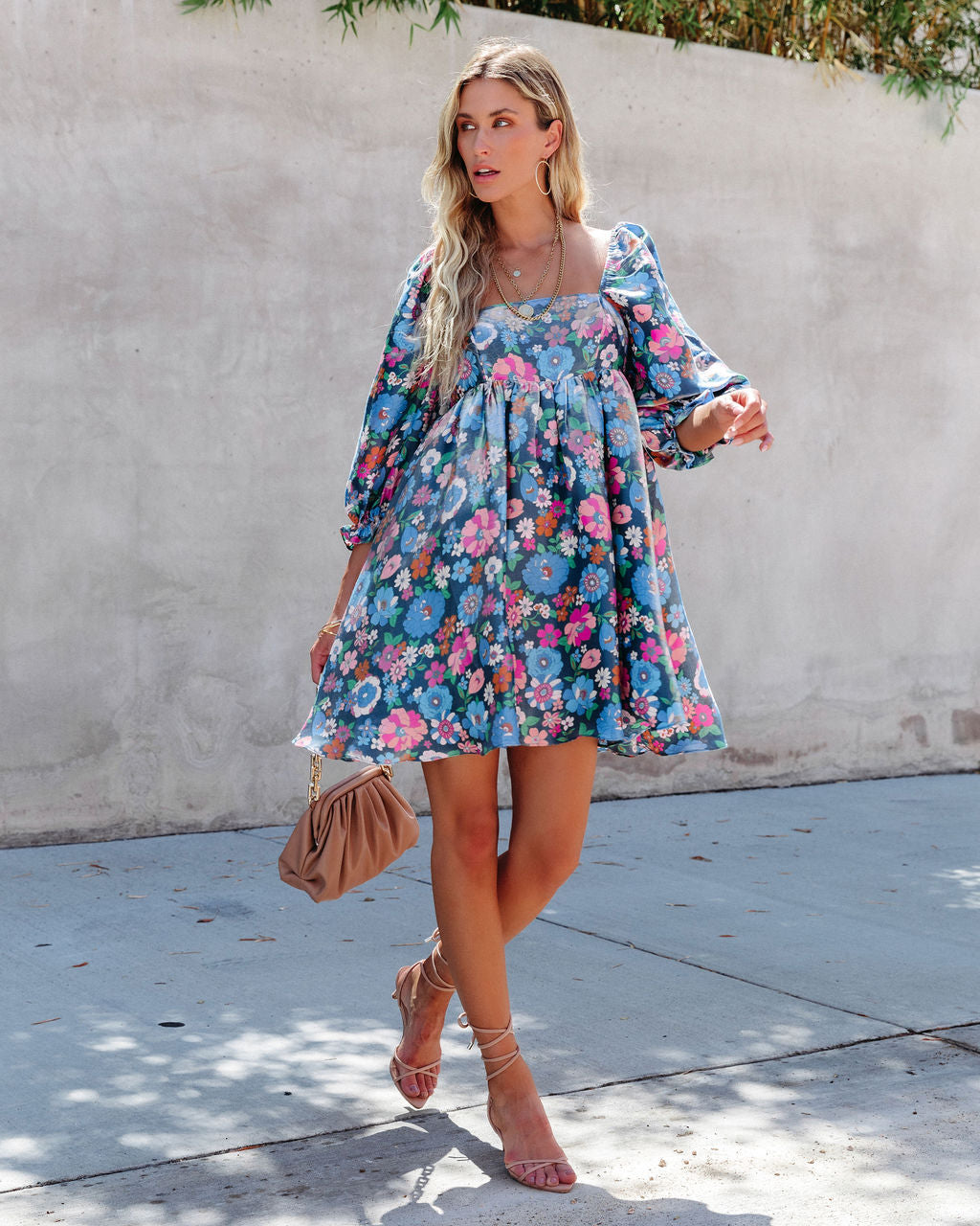 Katy Floral High Sheen Babydoll Dress