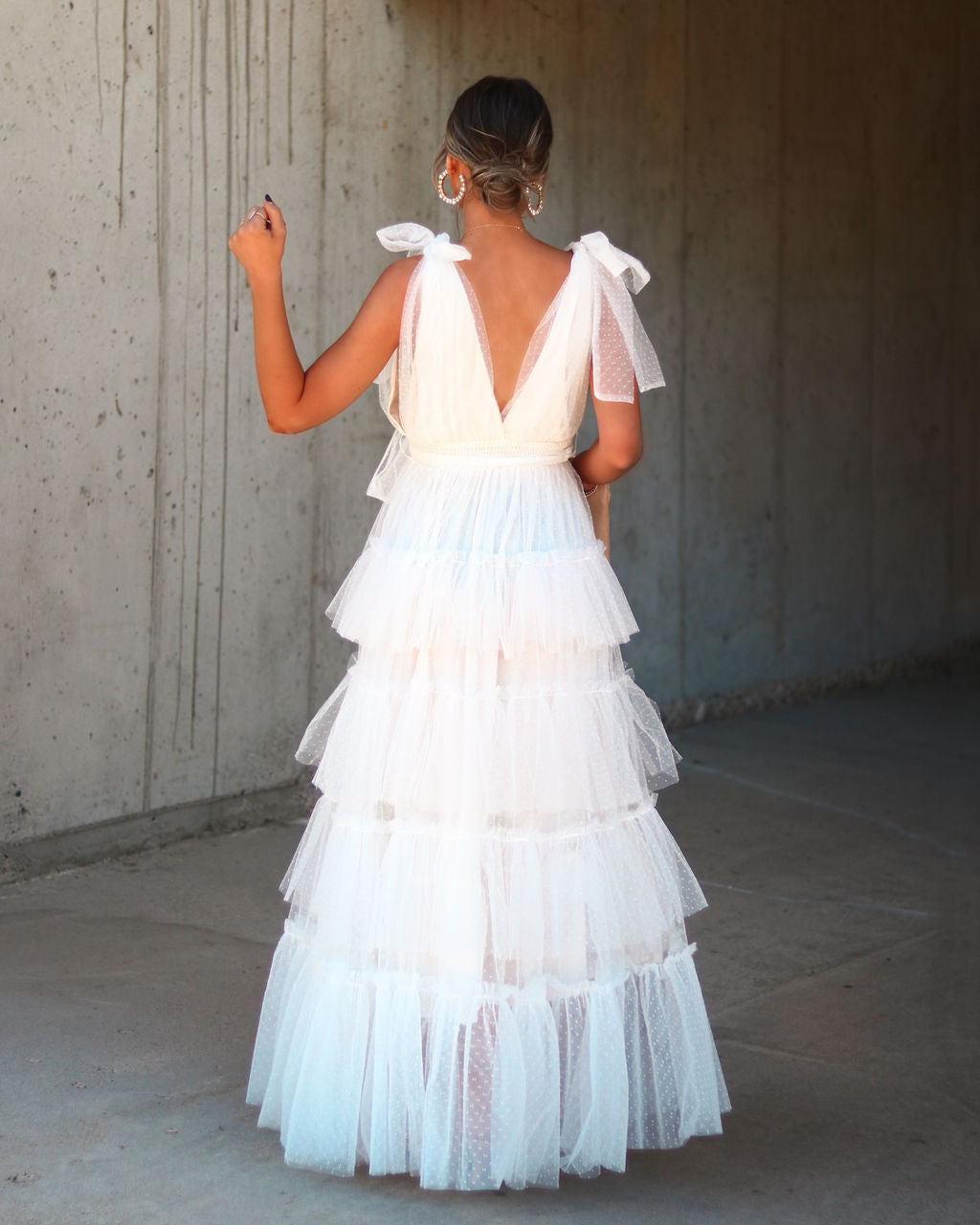 Belle Tiered Tulle Maxi Dress - Off White