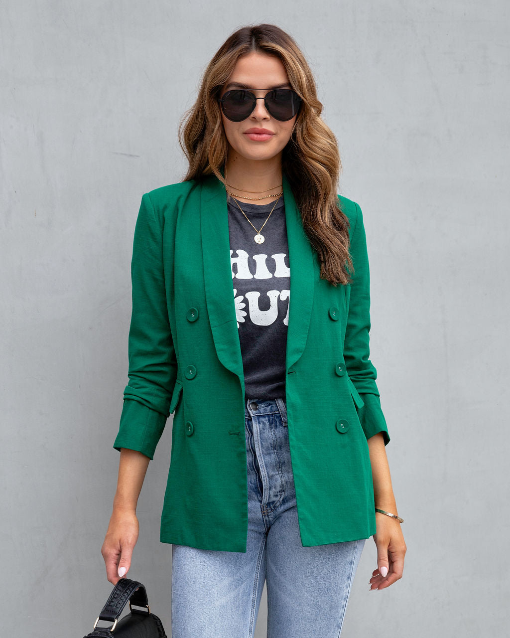 Lilly Pocketed Blazer - Hunter Green - FINAL SALE